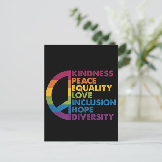 Kindness Peace Love Inclusion Hope Divers Briefkaart (Staand voorkant)