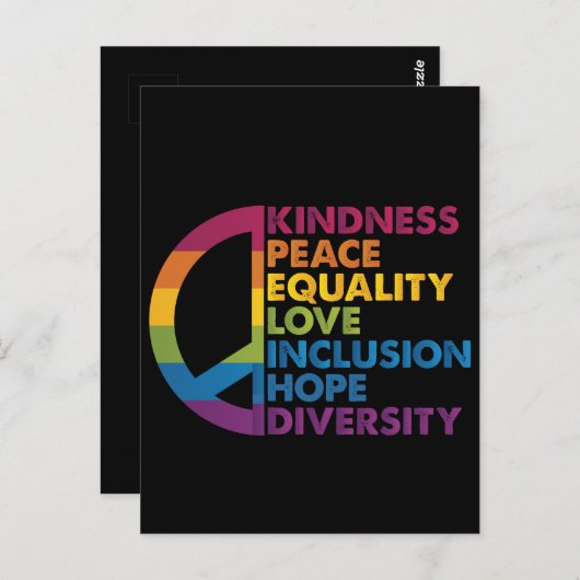 Kindness Peace Love Inclusion Hope Divers Briefkaart (Voorkant / Achterkant)