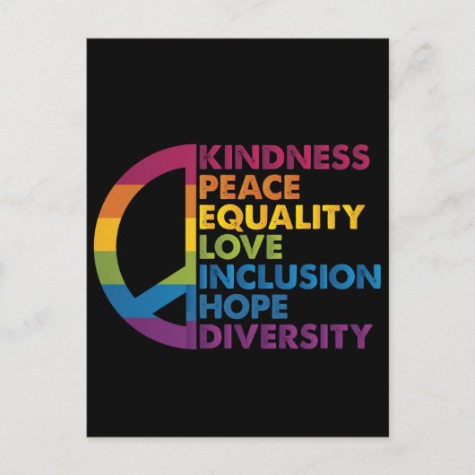 Kindness Peace Love Inclusion Hope Divers Briefkaart (Voorkant)