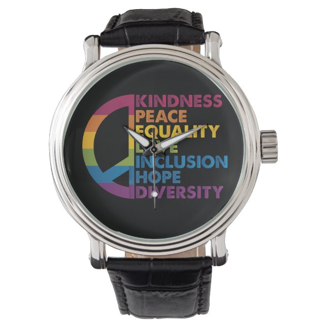 Kindness Peace Love Inclusion Hope Divers Horloge (Voorkant)