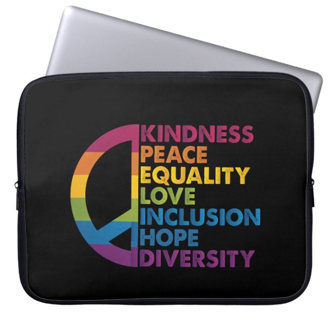 Kindness Peace Love Inclusion Hope Divers Laptop Sleeve (Voorkant)