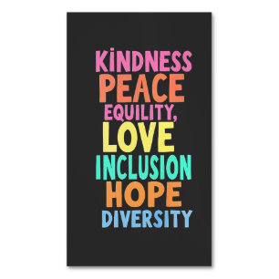 Kindness Peace Love Inclusion Hope Divers Magnetisch Visitekaartje