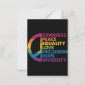 Kindness Peace Love Inclusion Hope Divers Notitiekaartje (Voorkant)