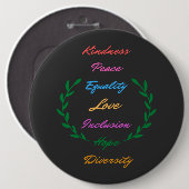 Kindness Peace Love Inclusion Hope Divers Ronde Button 6,0 Cm (Voorkant /achterkant)
