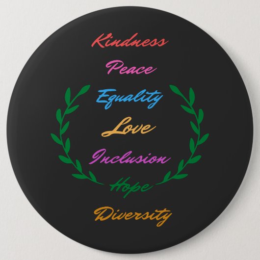 Kindness Peace Love Inclusion Hope Divers Ronde Button 6,0 Cm (Voorkant)