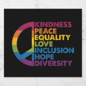 Kindness Peace Love Inclusion Hope Divers Sparkling Wijnetiket (Enkel label)