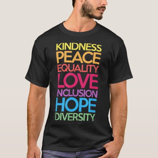 Kindness Peace Love Inclusion Hope Divers T-shirt (Voorkant)