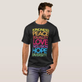 Kindness Peace Love Inclusion Hope Divers T-shirt (Voorkant volledig)