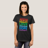 Kindness Peace Love Inclusion Hope Divers T-shirt (Voorkant volledig)