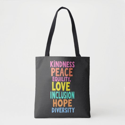 Kindness Peace Love Inclusion Hope Divers Tote Bag (Voorkant)