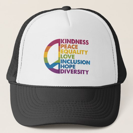 Kindness Peace Love Inclusion Hope Divers Trucker Pet (Voorkant)