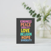Kindness Peace Love Inclusion Hope Divers Visitekaartje (Staand voorkant)