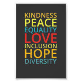 Kindness Peace Love Inclusive Diversity Diversity Foto Afdruk (Voorkant)