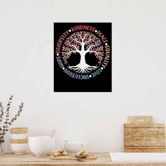 Kindness Peace Love Inclusive Diversity Diversity Poster (Keuken)
