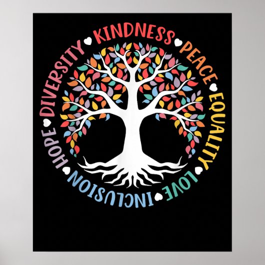 Kindness Peace Love Inclusive Diversity Diversity Poster (Voorkant)