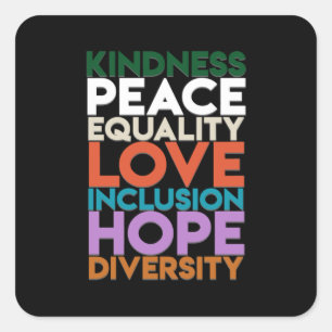 Kindness Peace Support Earth World Peace Day Lover Vierkante Sticker