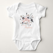 Kindness Pink Grey Flowers kweken Romper (Voorkant)