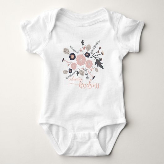 Kindness Pink Grey Flowers kweken Romper (Voorkant)