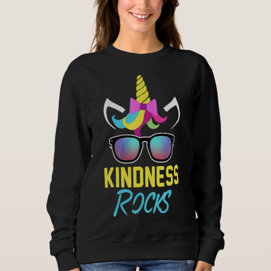 Kindness Rocks Anti Bullying Rainbow Unicorn Sungl Trui (Voorkant)