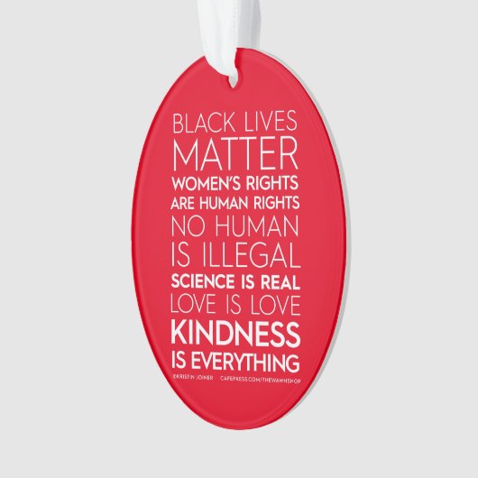 #KindnessIsAlles acrylversiering, ovaal (rood) Ornament (voorkant)