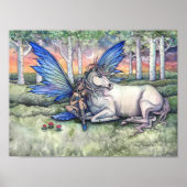 Kindred Fairy en Unicorn Fantasy Art Waterverf Poster (Voorkant)