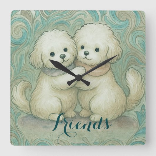 Kindred Paws  Vierkante Klok (Voorkant)