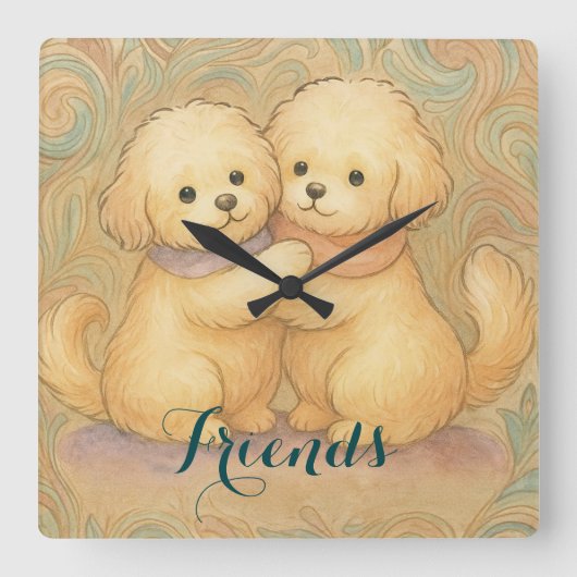 Kindred Paws  Vierkante Klok (Voorkant)