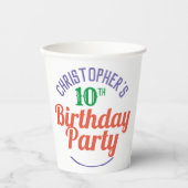 Kind's 10e Verjaardag Papier Cups Papieren Bekers (Voorkant)