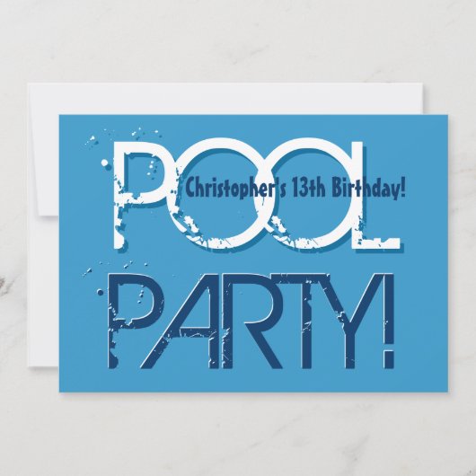 Kind's 13e verjaardag Pool Party Blauw Wit W01 Kaart (Voorkant)