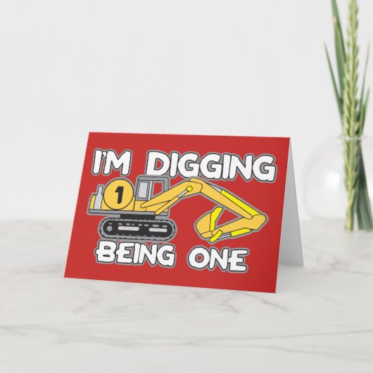 Kind's 1e verjaardag Ik ben aan het graven om er e Kaart (Voorkant)