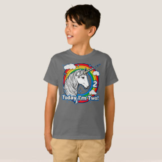 Kind's 2e Verjaardag Eenhoorn Regenboog Vandaag be T-shirt