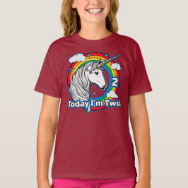 Kind's 2e Verjaardag Eenhoorn Regenboog Vandaag be T-shirt