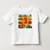 Kind's 3e verjaardag bouwtruck kinder shirts (Voorkant)