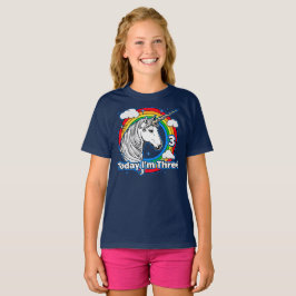 Kind's 3e Verjaardag Eenhoorn Regenboog Vandaag be T-shirt