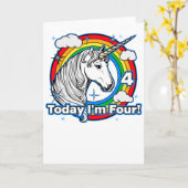 Kind's 4e Verjaardag Eenhoorn Regenboog Vandaag be Kaart (Gele Bloem)