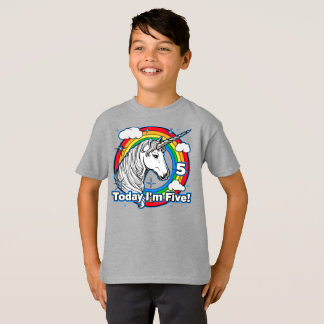 Kind's 5e verjaardag Rainbow Unicorn Vandaag ben i T-shirt