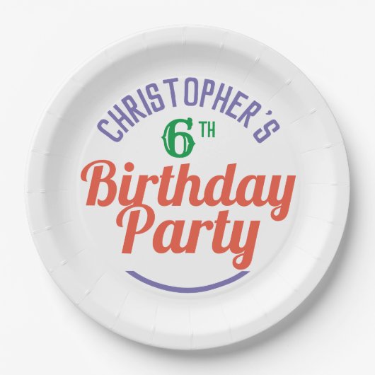 Kind's 6e Verjaardag Papier Borden Papieren Bordje (Voorkant)
