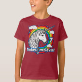 Kind's 7e Verjaardag Eenhoorn Regenboog Vandaag be T-shirt (Voorkant)