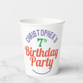 Kind's 7e Verjaardag Papier Cups Papieren Bekers (Achterkant)