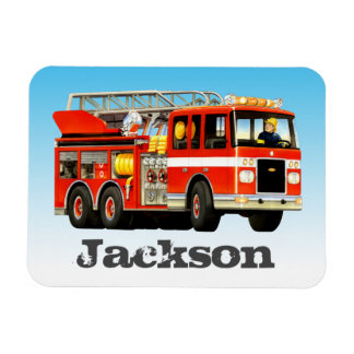 Kind's aangepaste naam Fire Truck Party Magneet