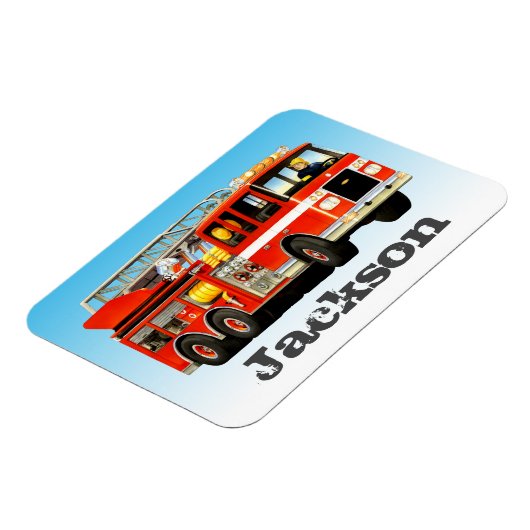 Kind's aangepaste naam Fire Truck Party Magneet (Linkerzijde)
