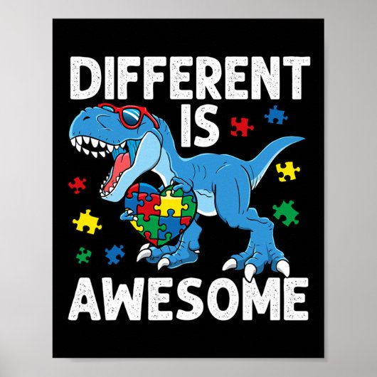 Kind's autisme anders is Geweldige dinosaurus auti Poster (Voorkant)
