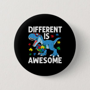 Kind's autisme anders is Geweldige dinosaurus auti Ronde Button 5,7 Cm