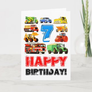 Kind's Big Trucks 7e verjaardag Kaart