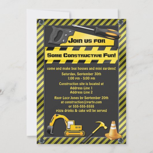 Kind's Bouwjaar Verjaardagsfeest Kaart (Achterkant)