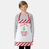 Kind's Christmas Red & White Stripes Candy Cane Schort (Gedragen)