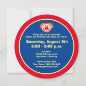 Kind's circus clown Verjaardagsfeestuitnodigingen Kaart (Achterkant)