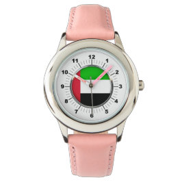 Kind's Emirates Flag Pink Leather Strap Horloge
