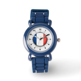 Kind's France Flag Roestvrij staal Zwart Nummer Horloge