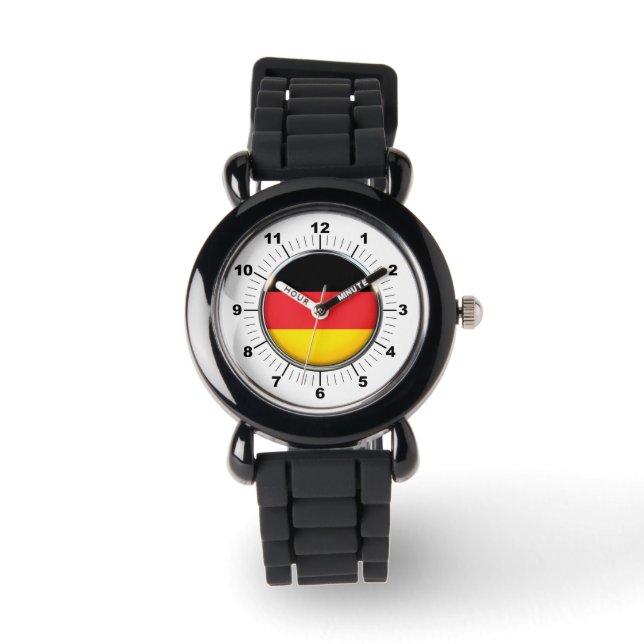 Kind's German Flag Silver Glitter Strap Watch Horloge (Voorkant)